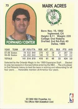 1989-90 Hoops Mark Acres SP #73 card back image