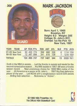 1989-90 Hoops Mark Jackson #300 card back image