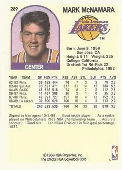 1989-90 Hoops Mark McNamara #289 card back image