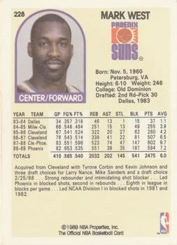 1989-90 Hoops Mark West #228 card back image
