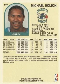 1989-90 Hoops Michael Holton #119 card back image