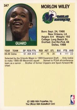 1989-90 Hoops Morlon Wiley #247 card back image