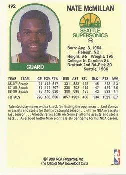 1989-90 Hoops Nate McMillan #192 card back image