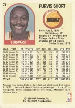 1989-90 Hoops Purvis Short #76 card back image