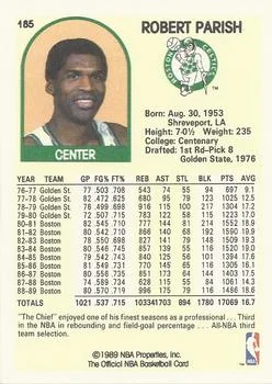 1989-90 Hoops Robert Parish #185 card back image
