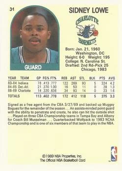 1989-90 Hoops Sidney Lowe #31 card back image