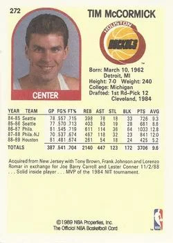 1989-90 Hoops Tim McCormick #272 card back image