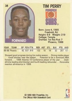 1989-90 Hoops Tim Perry #38 card back image