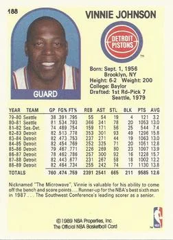 1989-90 Hoops Vinnie Johnson #188 card back image