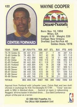1989-90 Hoops Wayne Cooper SP #122 card back image