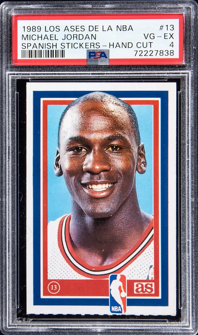 1989-90 Los Ases De La NBA Spanish Stickers Hand Cut Michael Jordan #13 card image