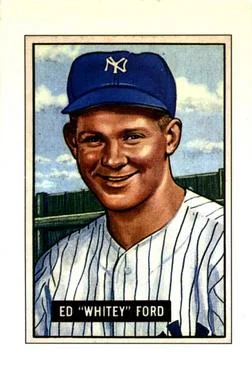 1989 Bowman Ed "Whitey" Ford 1951 Bowman #1 Reprint Sweepstakes #NNO card image