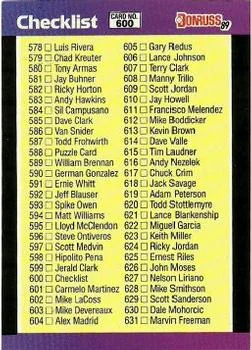 1989 Donruss CL Checklist #NNO card image