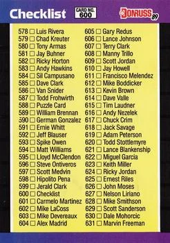 1989 Donruss VAR: #635 misspelled Kurt Schilling Checklist #CL, DP, VAR card image