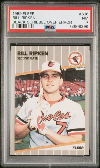1989 Fleer Bill Ripken, Black Scribble Over Error #616 card image