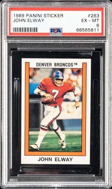 1989 Panini John Elway Sticker #263 card image