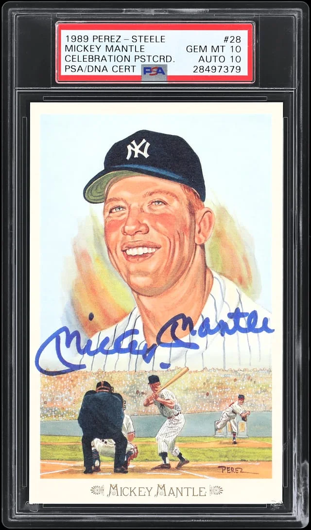 1989 Perez-Steele Celebration Postcard Mickey Mantle #28 card image