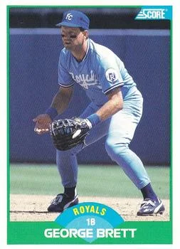 1989 Score George Brett CORCOR: "...top hitters at 35" on back #75b card image
