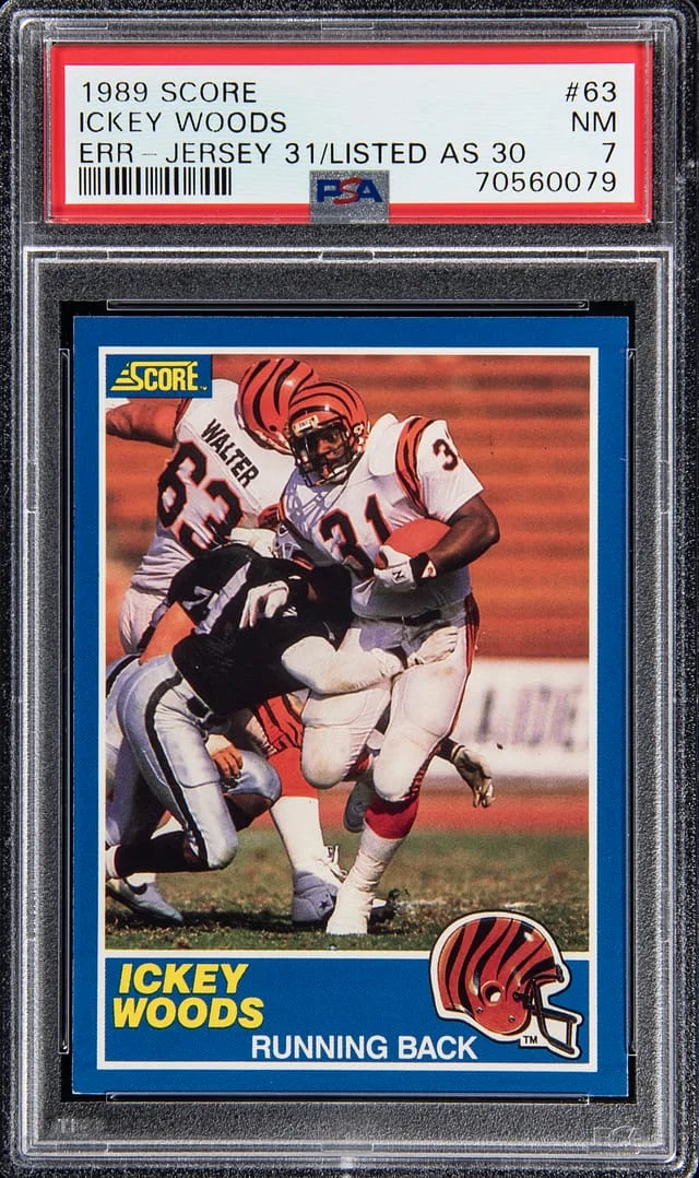1989 Score Ickey Woods Error - Jersey 31/Listed as 30 #63 card image