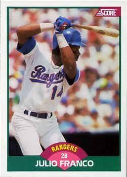 1989 Score Rookie & Traded Julio Franco #35T card image