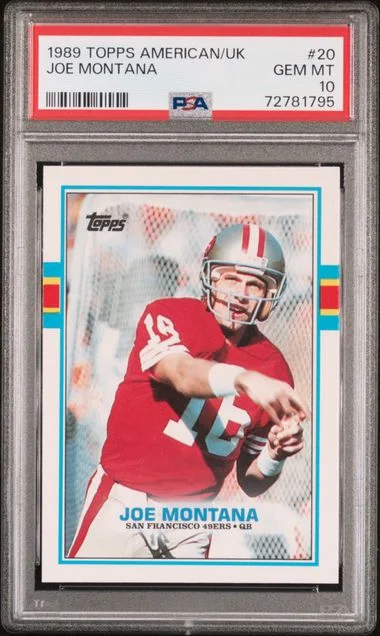 1989 Topps Joe Montana American/Uk #20 card image