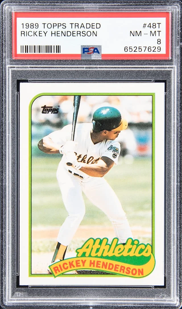1989 Topps Traded Rickey Henderson #48T card image