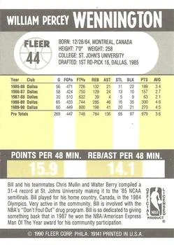 1990-91 Fleer Bill Wennington #44 card back image
