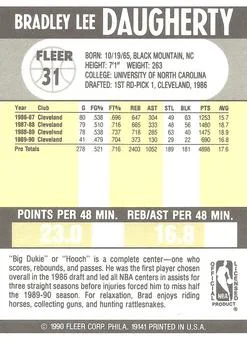 1990-91 Fleer Brad Daugherty #31 card back image