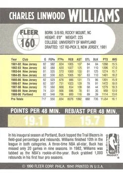 1990-91 Fleer Buck Williams #160 card back image
