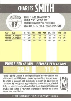 1990-91 Fleer Charles Smith #89 card back image