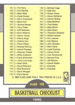 1990-91 Fleer Checklist: 101-198 #198 card back image