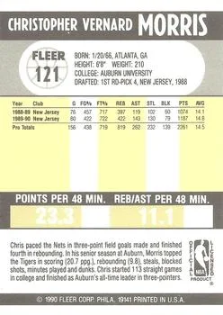 1990-91 Fleer Chris Morris #121 card back image