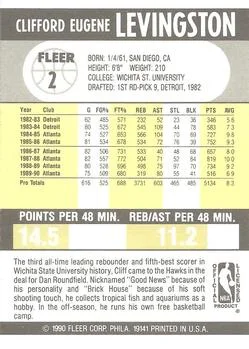 1990-91 Fleer Cliff Levingston #2 card back image