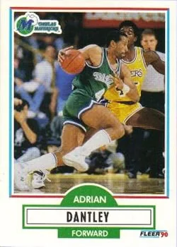 1990-91 Fleer COR: Has decimal points in FG% & FT%; VAR: No black line between gray and yellow sections on back #COR , VAR card image