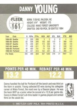 1990-91 Fleer Danny Young #161 card back image
