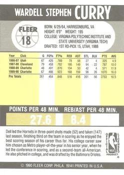 1990-91 Fleer Dell Curry #18 card back image