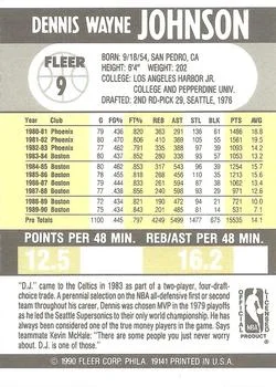 1990-91 Fleer Dennis Johnson #9 card back image