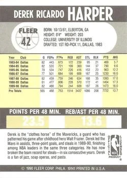 1990-91 Fleer Derek Harper #42 card back image