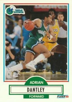 1990-91 Fleer ERR: No decimal points in FG% and FT%; VAR: No black line between gray and yellow sections on back #ERR , VAR card image