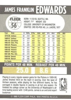 1990-91 Fleer James Edwards #56 card back image