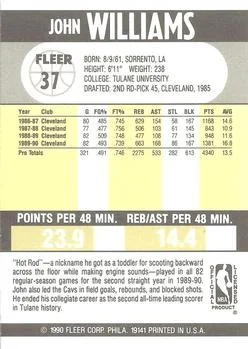 1990-91 Fleer John Williams #37 card back image
