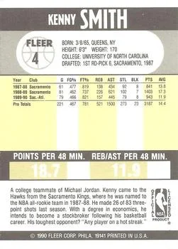 1990-91 Fleer Kenny Smith #4 card back image
