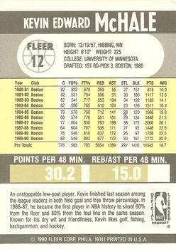 1990-91 Fleer Kevin McHale #12 card back image