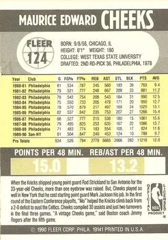 1990-91 Fleer Maurice Cheeks #124 card back image