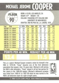 1990-91 Fleer Michael Cooper #90 card back image