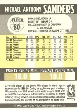 1990-91 Fleer Mike Sanders #80 card back image
