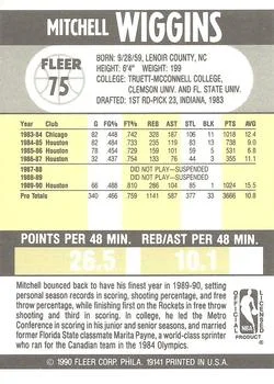 1990-91 Fleer Mitchell Wiggins #75 card back image