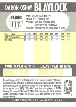 1990-91 Fleer Mookie Blaylock #117 card back image