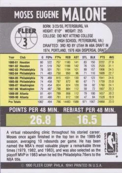 1990-91 Fleer Moses Malone #3 card back image