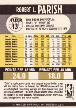 1990-91 Fleer Robert Parish #13 card back image